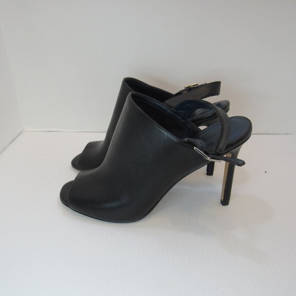 Charles & Keith Black Sling Back Peep Toe Stiletto Heels - Picture 5 of 12